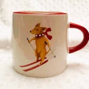 Furry Friends Dogs on Skis 18oz Ceramic Coffee Mug-NEW